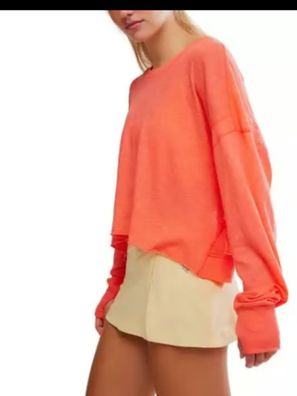 FREE PEOPLE FP MOVEMENT INSPIRE LAYER TOP TEE LONG SLEEVE CORAL PEACH $50 L - Picture 7 of 13